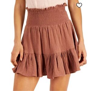 Vanilla Star Ruffled Cotton Smocked Mini Skirt